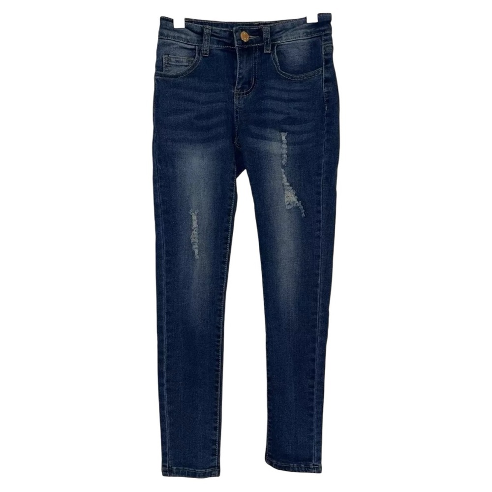 Bien Bleu Girls Skinny Stretch Blue Jeans Ripped Jeans Size 10 Comfort Fit Style